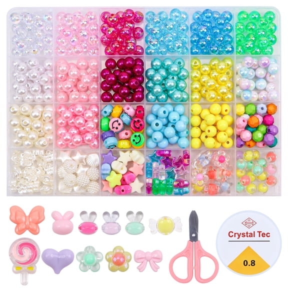 Tivamiko DIY Bracelets Making Kit with 8mm Beads(483pcs), Handcraft Necklace&Jewelry Making Kit for Girls Ages 6-12