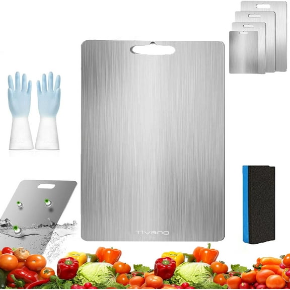 Tivano Cutting Board, Tivano Titanium Cutting Board for Kitchen and Camping, Double Sided Board for Kitchen, Meat, Fruit & Vegetable (S: 29 * 20cm/11.42 * 7.87in)