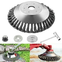 Tivddikun 6 inch Rotary Steel Wire Trimmer Head Upgraded Wire Brush Trimmer Head String Trimmer Replacements Blades with 1 Pack Adapters for 1" Arbor Weedeater to Remove Weed Grass Rust Moss