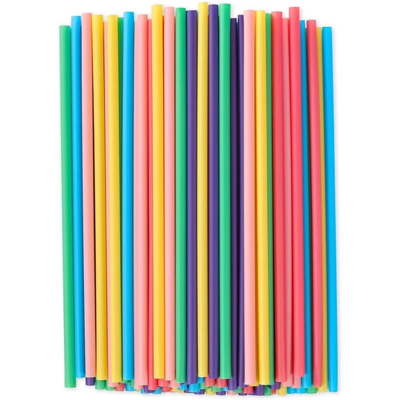 Tivkeber 100 Pcs Biodegradable Compostable PLA Plant-Based Drinking Straws for Juice Coffee Cocktail Cold Drinks (8.25"x0.23")