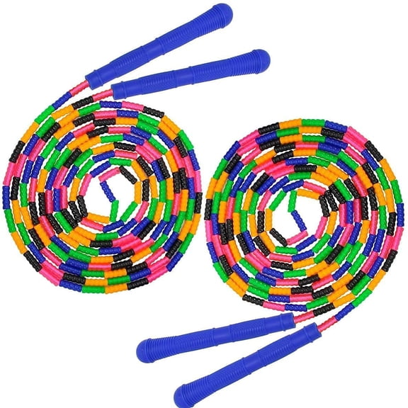 Tivkeber 16 FT Jump Rope (2 PACK), Double Dutch, Soft Beaded Skipping for Kids & Adults, Segmented Long Enough for 4-5 Jumpers
