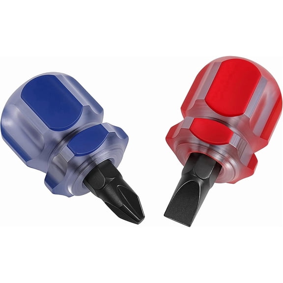 Tivkeber 2 Pcs Stubby Screwdriver Set, 1.5'' Mini Phillips & Flat Head for Tight Spaces, Electronics, DIY Repairs, Pocket Tool Kit