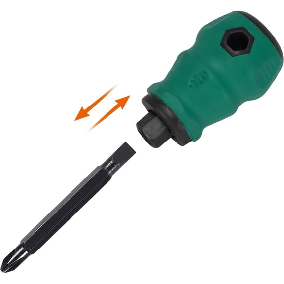 Tivkeber 2-in-1 Stubby Screwdriver Set, Phillips & Flat Head Mini Screwdriver with Alloy Steel Tips, Compact Hand Tool for Tight Spaces, Electronics, DIY, Car & Home Repair