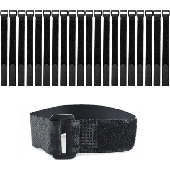 Tivkeber 20 Pack 12x1" Reusable Fastening Cable Straps, Adjustable Hook & Loop Nylon Ties for Wire Management, Home, Office, Garage, Outdoor Organization