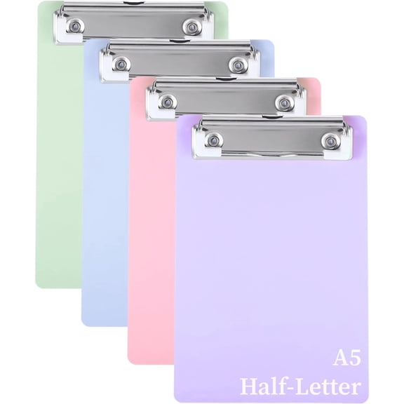 Tivkeber 4 Pack Small Clipboards 6"x9" A5 Mini Portable Plastic Clipboard Half Letter Menu Pads Receipt Checklists for Classroom School Office Restaurant