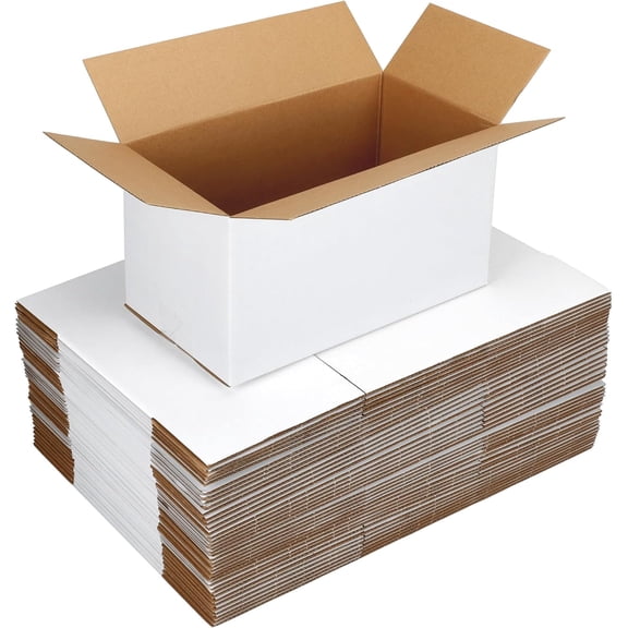 Tivkeber 40 Pack 11x6x6 Shipping Boxes, White Corrugated Cardboard Box for Small Business, Moving, Mailing, Storing