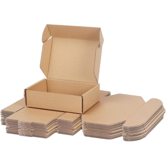 Tivkeber 7x5x2" Shipping Boxes Bulk 25 Pack, Brown Tab Lock Tuck Top Mailer for Small Business, Cardboard Gift Wrapping Mailing Present