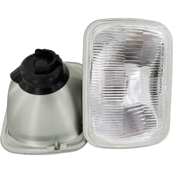 Tivkeber 7x6 Inch Round Headlight Assembly, Glass Lens, Grey Shell, H4 Base, Compatible with HID/LED/Bulbs, High/Low Beam Conversion for Cars, Trucks, Vans