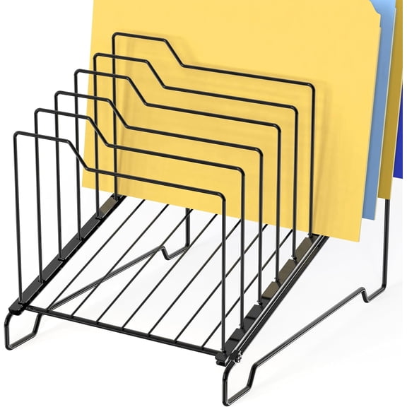 Tivkeber 9-Section Wire Step Desk File Organizer Sorter for Documents, Folders, Mail, Black