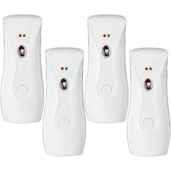 Tivkeber Automatic Air Freshener Spray Dispenser 4-Pack, Wall Mount/Free Standing, Commercial & Home, Multiple Time Scent/Mist Release Settings for Room/Bathroom (White)