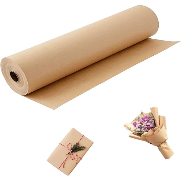 Tivkeber Brown Wrapping Paper Roll 24"x 1200" Craft Packing Paper for Moving, Shipping, Gift, Bulletin Board, Table Cover, Poster, Christmas