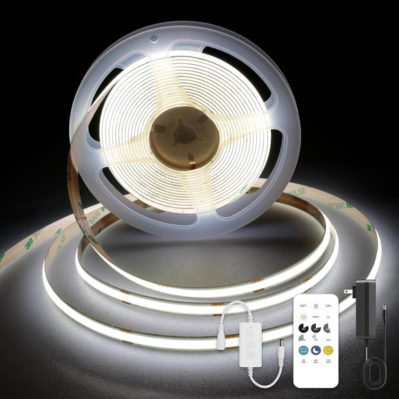 Tivkeber COB LED Strip Lights 9.84ft, 6000K White Dimmable Tape Light, CRI93+, Bluetooth App Control for Bedroom, Cabinet, Living Room