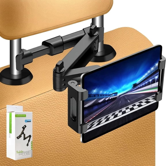 Tivkeber Car Tablet Holder, iPad Headrest Mount for 5.5-18.4" Devices, 360 Rotating Adjustable, Black