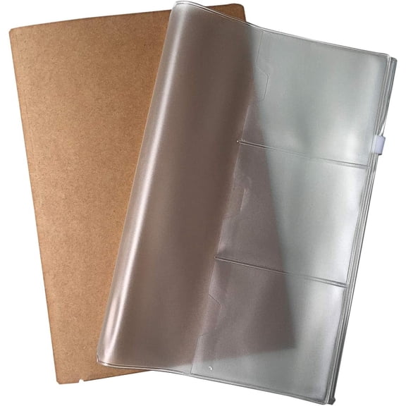 Tivkeber Clear Zipper Case & Kraft Card Holder for A5 Refillable Travel Journals 5.25" x 8.25"