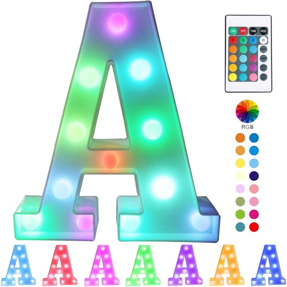 Tivkeber Colorful LED Marquee Letter Lights with Remote - 16 Color Changing Light Up Signs for Party & Home Decor