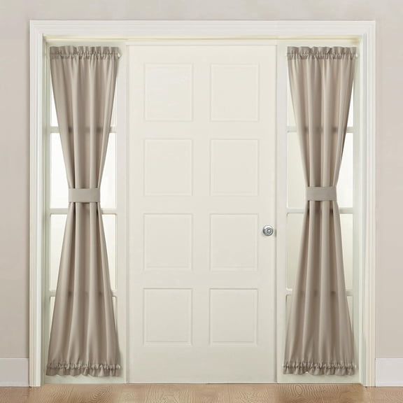 Tivkeber Energy Efficient Rod Pocket Door Sidelight Curtain Panel, 26" x 72", Stone