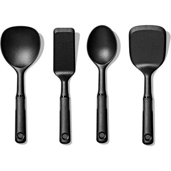 Tivkeber Good Grips 4-Piece Nylon Mini Utensil Set, Turner, Rice Paddle, Spoon, Cut & Serve