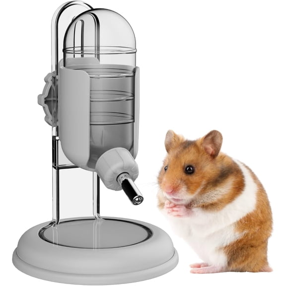 Tivkeber Hamster Water Bottle with Stand, 4oz Dispenser for Syrian Dwarf Hamsters, Gerbils, Mice, Rats, Degus (Gray)