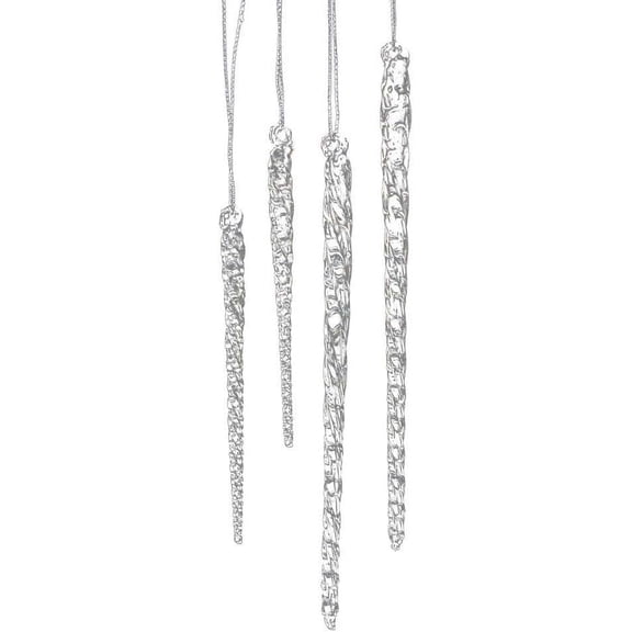 Tivkeber Kurt Adler 3.5-5.5" Clear Glass Icicle Ornament Set, 24 Pieces