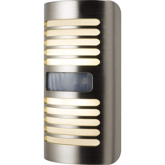 Tivkeber LED Motion Sensor Night Light, Plug-in, 40 Lumens, 25ft Detection, Dusk-to-Dawn, Brushed Nickel Louver (1 Pack)