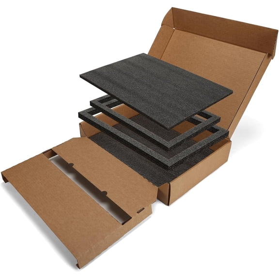 Tivkeber Laptop Shipping Box w/ Cushioned Foam, Secure Packaging Solution for 17" Laptops, Corrugated Cardboard Mailer 17.165x12.087x3.5"
