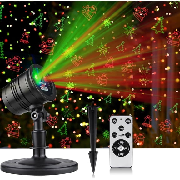Tivkeber Laser Christmas Projector Lights Outdoor, Waterproof Xmas Spotlight for Yard Garden, 5 Patterns Projection Holiday Party Decorations