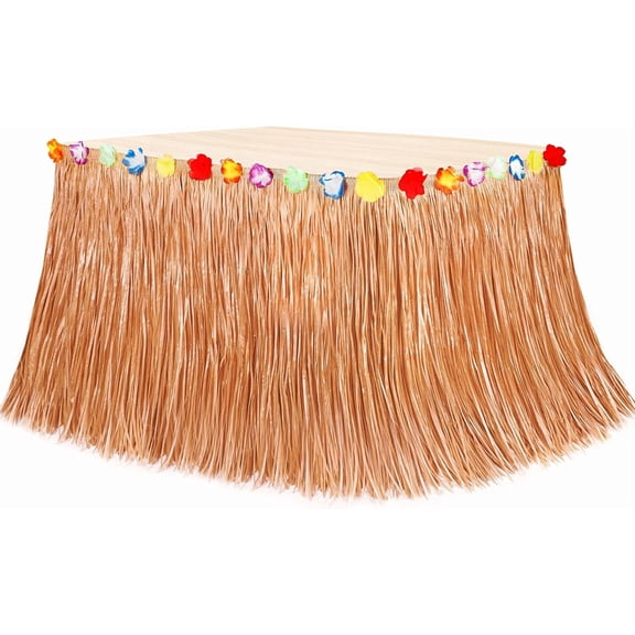 Tivkeber Luau Party Decorations, Hawaiian Table Skirt 108"x29.5" Grass Skirts for Summer Tropical Hula Parties Decor Accessories