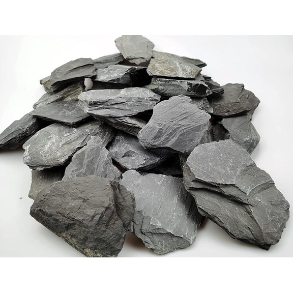 Tivkeber Natural Slate Rocks, PH Neutral Stone for Aquariums, Landscaping, Tank Decor, Amphibian Enclosures (3.5 LB, 5-7 inch)