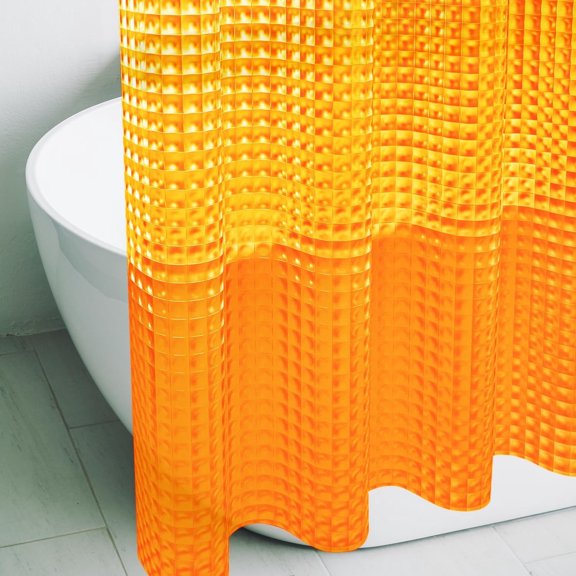 Tivkeber Orange 3D Crystal Plastic Shower Curtain Liner, 72x72 Inch, Thin Lightweight, Rustproof Metal Grommets & Weighted Magnets