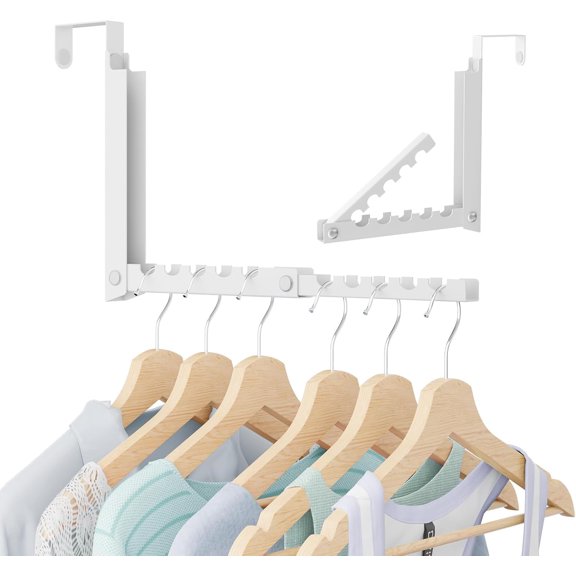 Tivkeber Over the Door Hooks, Extended Clothes Hanger with 11 Ridges, Space-Saving Rack for Hanging Clothes, Larger Capacity