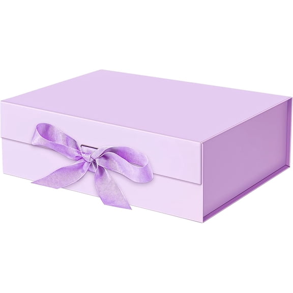 Tivkeber Purple Gift Box for Presents 10.2x7.5x3.1" Boxes with Lids Magnetic Closure Groomsman Bridesmaid Proposal Wedding Birthday Valentine Bridal Showers Packaging