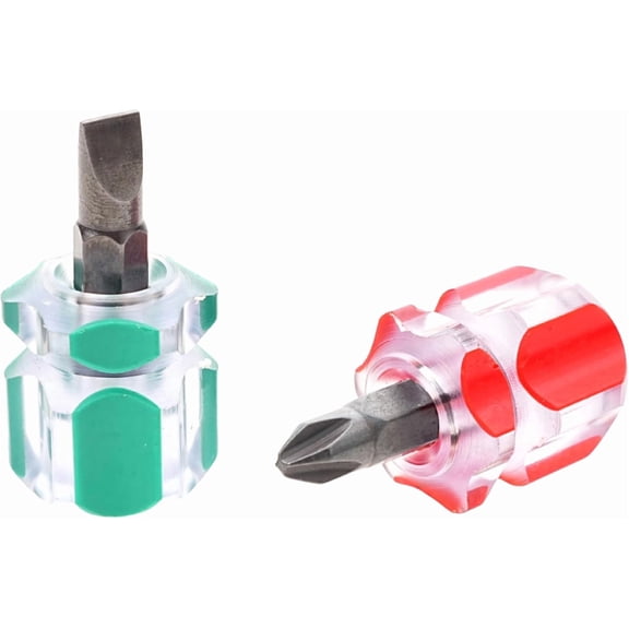 Tivkeber Stubby Screwdriver Set for Sewing Machines - Mini Flathead & Phillips Precision Tool Kit for Tight Spaces - Ergonomic Non-Slip Grip