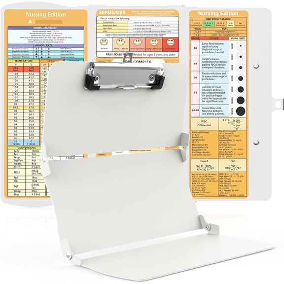 Tivkeber Trifold Aluminum Nursing Clipboard, Foldable Pocket Size for Students, Nurses & Doctors, Cheat Sheets Included (Light G)