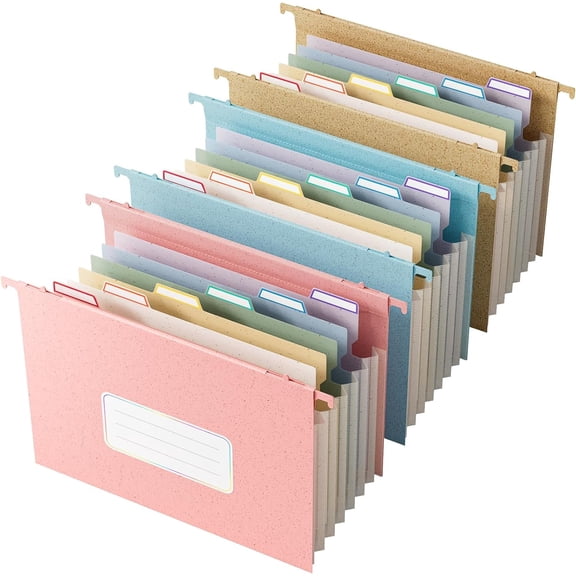 Tivkeber Wheat Straw Expanding Hanging File Folders, 3 Color File Organizer, 1.2" Accordion Pockets, Letter Size, BPA Free