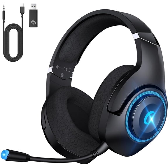 Tivkeber Wireless Gaming Headset for PS5/PS4/PC, 2.4GHz Headphones with Noise Canceling Mic, 40-Hr Battery, Midnight Blue