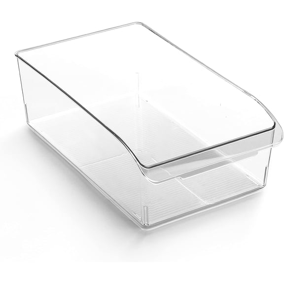 Tivkeber X-Large Plastic Storage Bins, Multi-Use Organizer Bins w/Built-In Handle, BPA-Free for Pantry, Fridge & Freezer