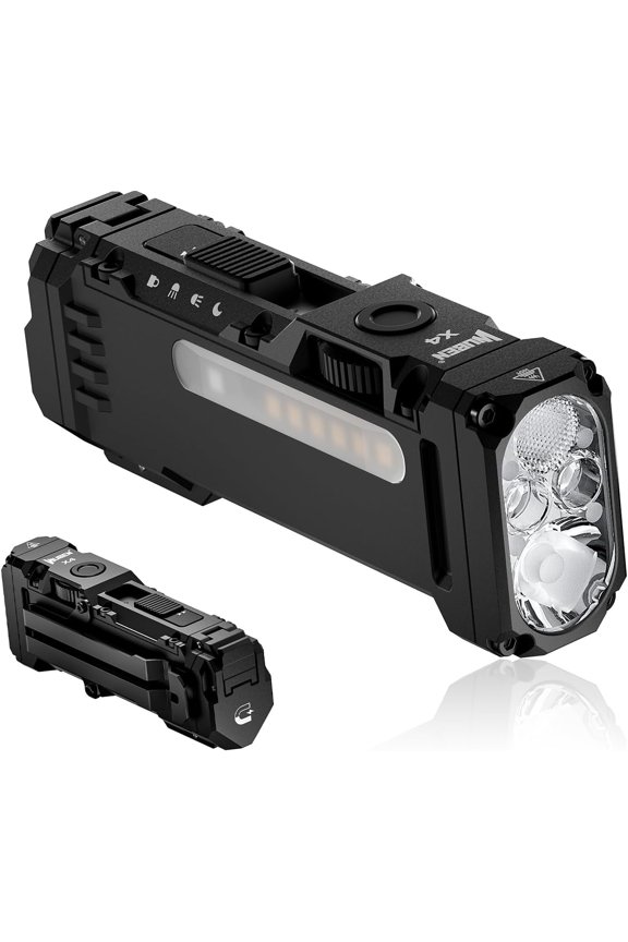Tivkeber X4 EDC Rechargeable Flashlight, 1500 Lumens LED Tactical Flashlight with RGB Light, Magnetic, IP65 Waterproof USB C Mini Flashlight for Camping, Work