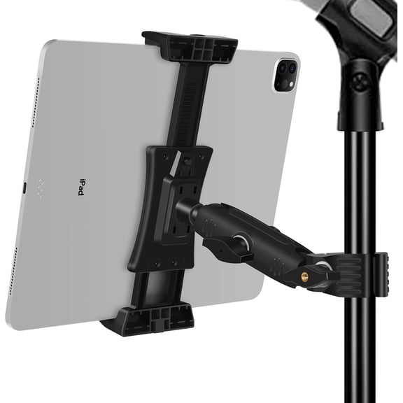 Tivkeber iPad Holder for Mic Stand, Tablet Phone Mount, Adjustable Rotatable with Super Clamp for iPad Pro 12.9 Air Mini, Android, 4-13.5" iPhones & Tablets