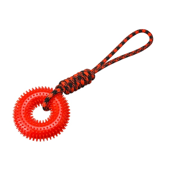 Tivok Dog Toys Squeaky Spiky Ring For Chewers Puppy Teething Toys With Rope For Boredom Interactive Training Ring For Small Medium Large Dogs Outdoor