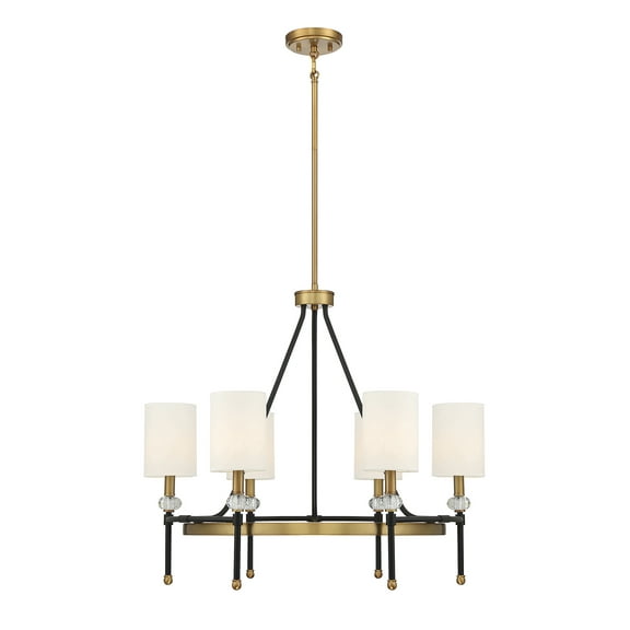 Tivoli 6-Light Chandelier in Matte Black with Warm Brass Accents