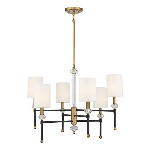 Tivoli 6-Light Chandelier in Matte Black with Warm Brass Accents