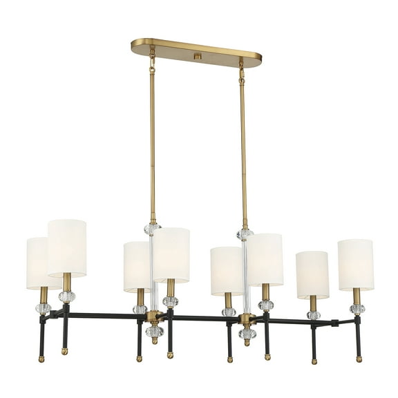 Tivoli 8-Light Linear Chandelier in Matte Black with Warm Brass Accents