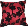 thumbnail image 1 of Tivoli Flock Floral Design 17" X 17" Decorative Cushion Cover - Burgundy, 1 of 1