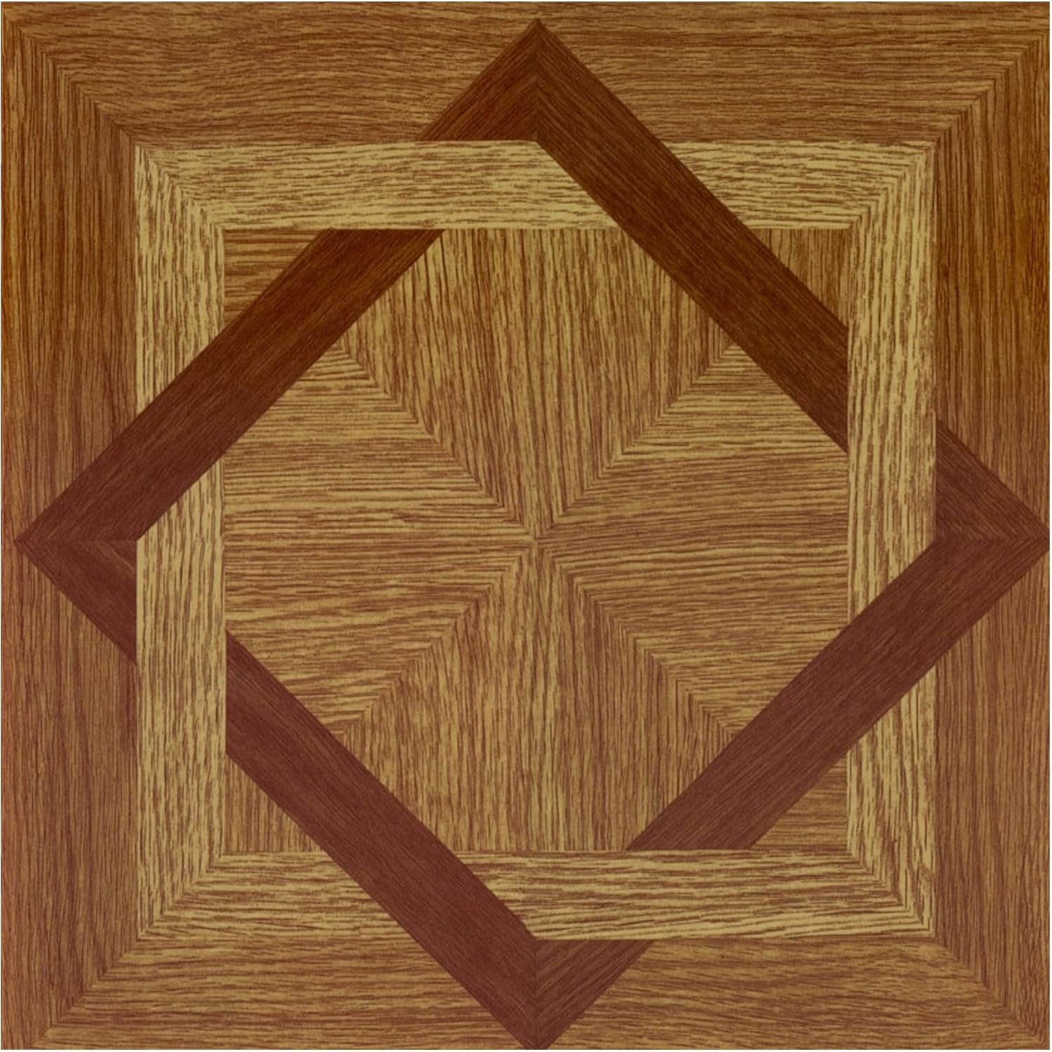 Tivoli Self Adhesive 45 Pcs Vinyl Floor Tiles, 12 x 12 inches Peel and Stick Floor Tile Stickers, Flooring Tiles for Kitchen, Dining, Bedroom, Living Room, Bathroom - Wood Diamond