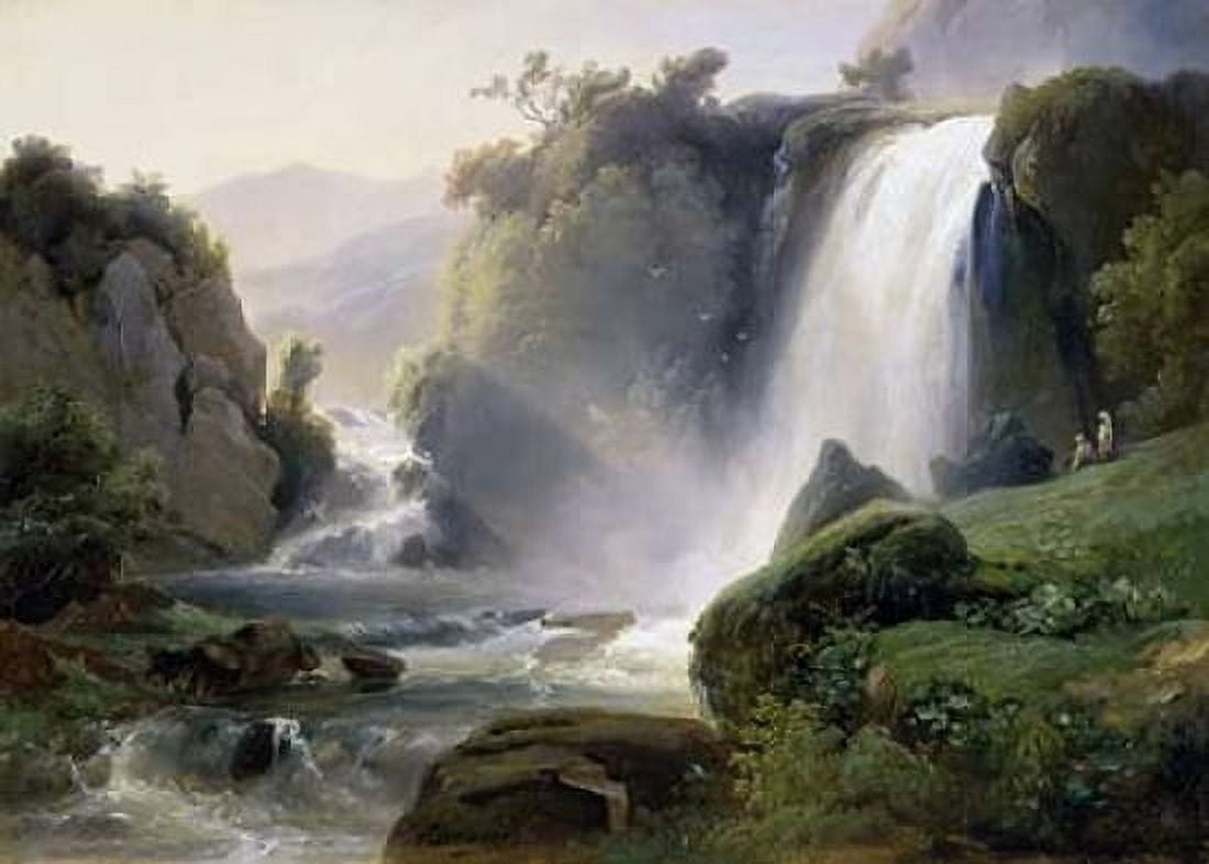 Tivoli Waterfall Canvas Art - Jean Charles Joseph Redmond (20 x 28)