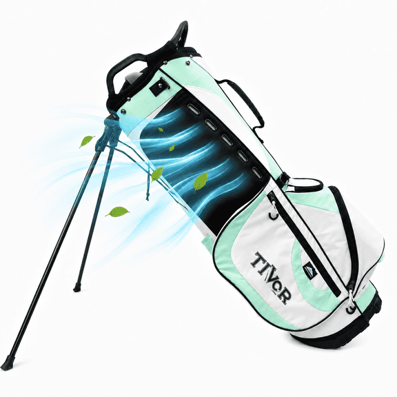 Tivor 6-Way Golf Stand Bag with USB-Powered Cooling Ventilation, Lightweight Carry Bag with 8 Pockets & Dual Straps for Men Women, Blue