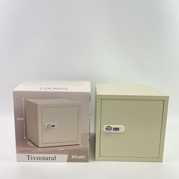 Tivostaral Lockers,Lockable Storage Cabinet Metal Lockable Steel Storage Cabinet Organizer Lockers for Employees Vertical Metal Cabinets End Side Table Steel Bedside with Shelf(Khaki)