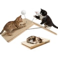 thumbnail image 1 of Tivray Cat Scratcher, Cat Sisal Scratching Ramp, Foldable Wooden Scratching Board with 2 Spring Plush Toys, Triangle Kitten Ramp Protect Furniture, Solid Non-Slip Scratch Pad for Indoor Multiple Pets, 1 of 7