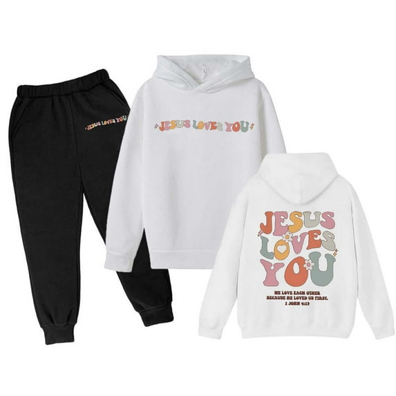 Tiweut 2 Piece Outfits for Girls Hooded Teen Oversize Long Sleeve Tops and Sweatpants Relaxed Fit Girl's Clothes Suits 5-6 Y