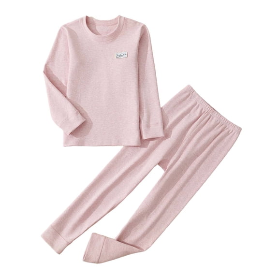 Tiweut 2 Piece Outfits for Girls Seamless Winter Warm Lined Long Sleeve Top and Pants Kids Cloth Sets,5-6 Y